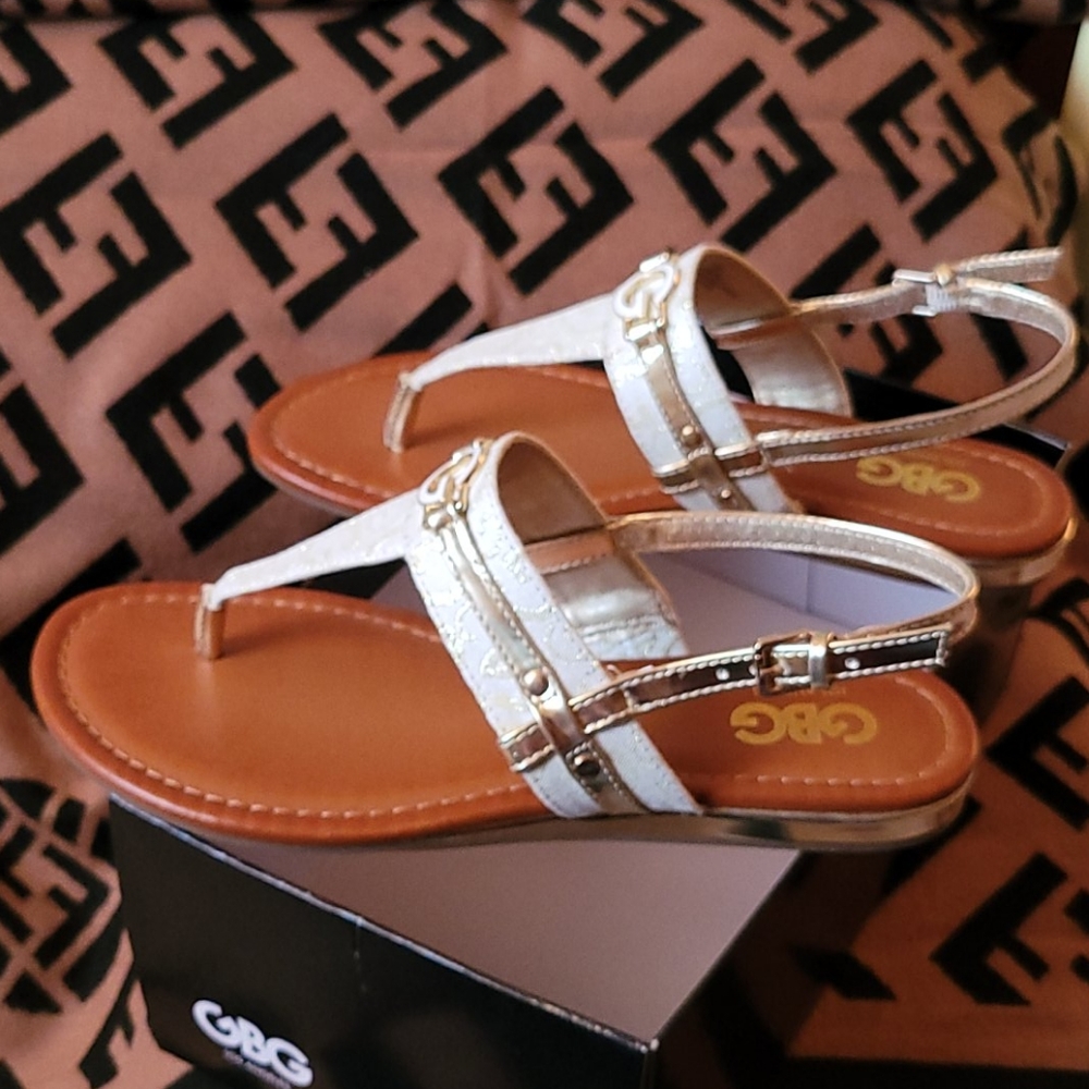 GBG Thong Gold Sandals